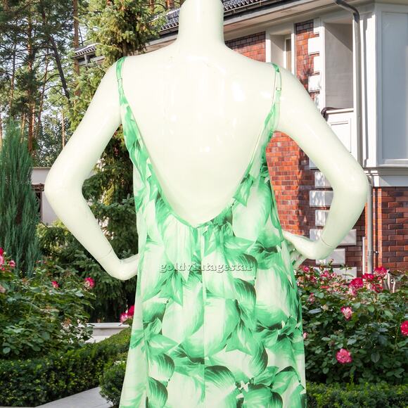 Show Me Your MuMu Green Tropical Boho Palm Tree Print Spaghetti Strap Maxi Dress - Picture 3 of 9
